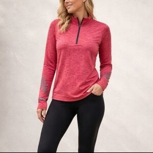 Adidas Quarter Zip Athletic Pullover Size M Red Heather Training Top NWT